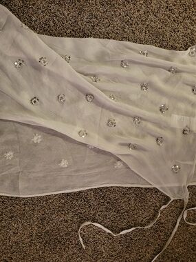 Free People Sheer White Beaded Floral Swim Coverup NWOT